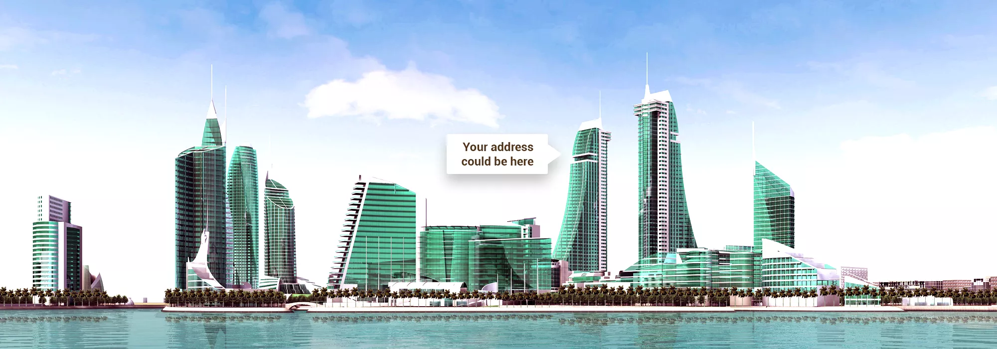  Bahrain Financial Harbour, a prominent landmark on the Manama waterfront, featuring a cluster of sleek, modern skyscrapers